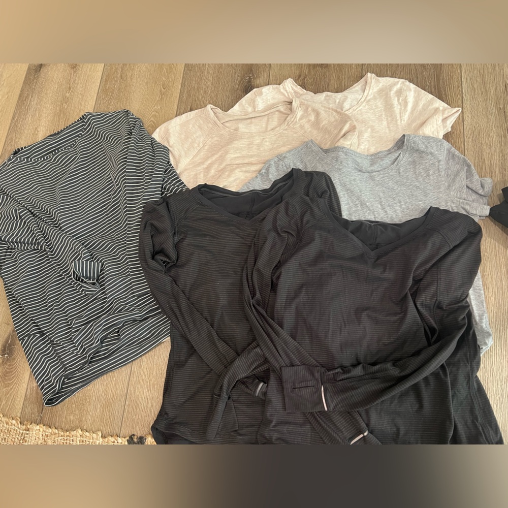 lululemon athletica Black, Gray, and Cream Tops